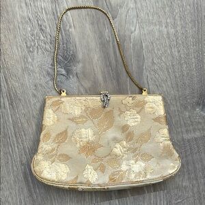 Elegant Floral Gold Evening Bag